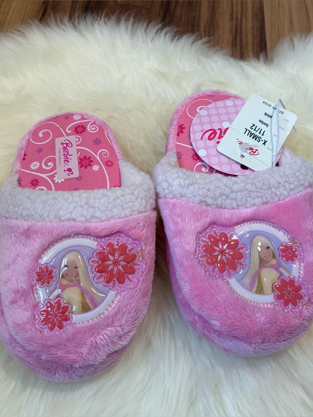 Vintage Retro Barbie Girls Pink Slippers • Size 11/12
